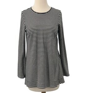 J. Jill Wearever Long Sleeve‎ Pullover Tunic Top Black/White Striped Size XS